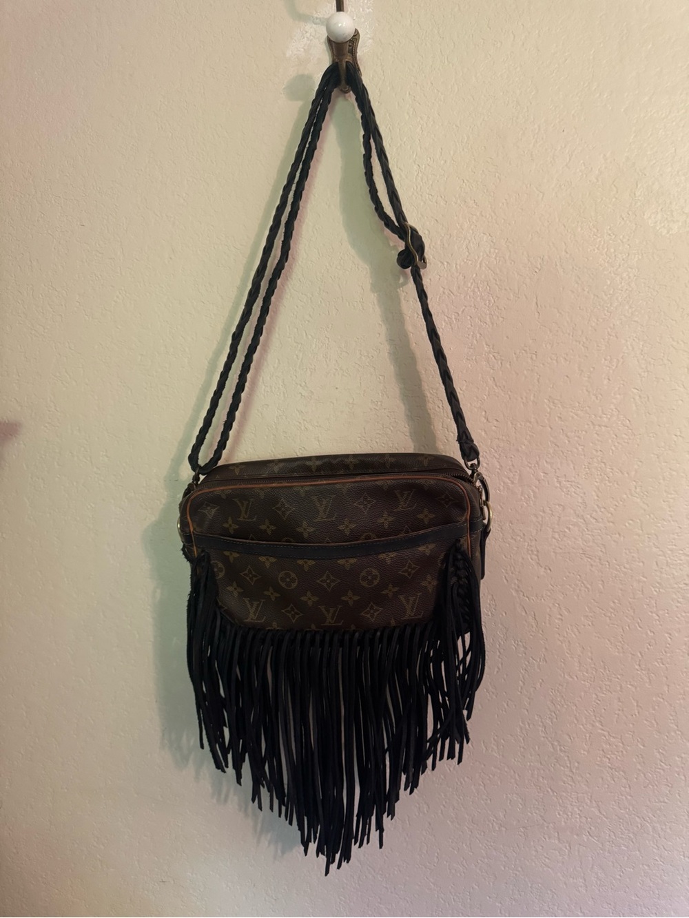 Brown Monogram Fringe Crossbody Bag